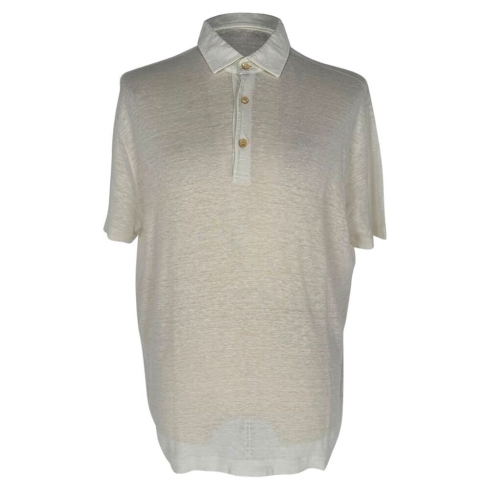 Loro Piana Collar Polo Shirt in Ivory Linen
